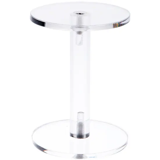 Plymor Clear Acrylic Round Barbell Pedestal Display Riser 4.25 inches (Height) x 3 inches (Depth) (3/16 inches thick) {1}