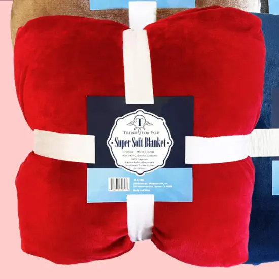 90x90" Solid Color Flannel Blanket Red, Coffee, Charcoal & Navy, 310g Single Layer {4}