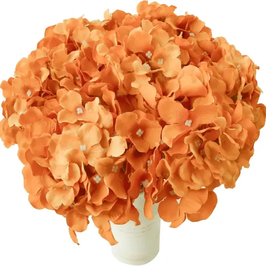 Orange Silk Hydrangea Flowers &ndash; Artificial Centerpiece for Wedding & Home Decor {1}