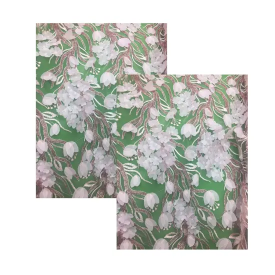 1 Yard Metallic 3D Design Lace Fabric for Dress and Gown, 55 Inches Wide {3}