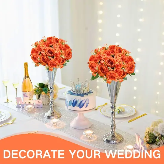 8Pcs Peonies Artificial Flowers - Burnt Orange {3}