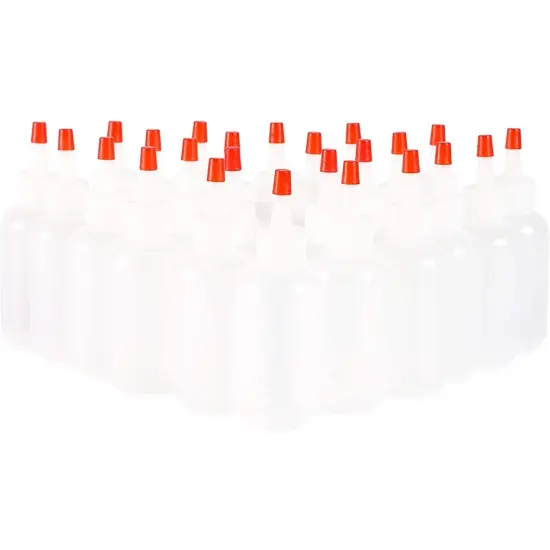 Juvale Boston Round Squeeze Bottles with Red Caps (2 oz, White, 24 Pack) {7}
