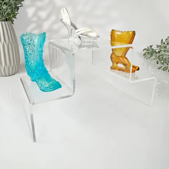 Plymor Clear Acrylic Tiered Display Stairs, 6.25" H x 11.75" W x 6" D {3}