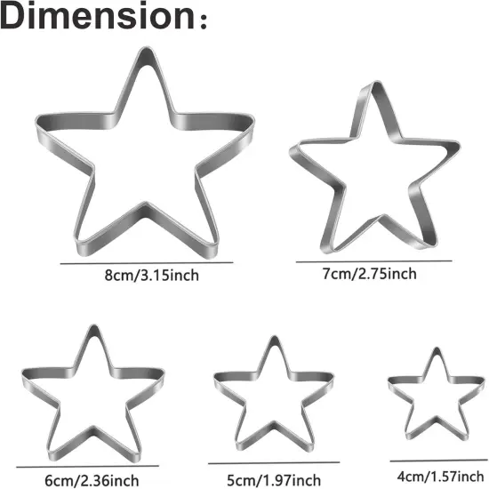 5 Pack Stars Cookie Cutter Set Stainless Steel Baking Tools Flower {5}