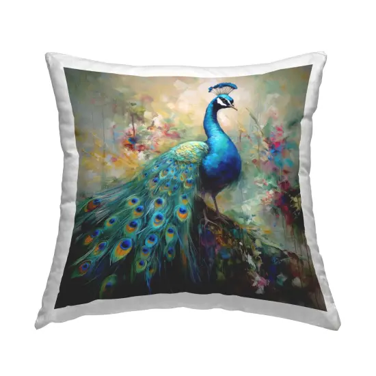 Elegant Peacock Feathers Design by Lazar Studio Throw Pillow  {1}