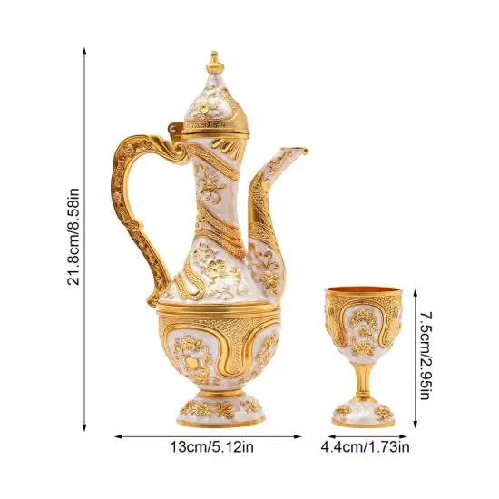 European Golden Wedding Gift Teapot Tea Tray Set with 6 Cups for Serving Tea {3}