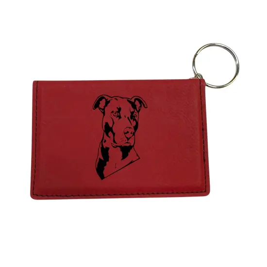 Keychain ID Holder Wallet - Pit bull - Leather Red/Black {1}