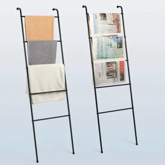 Blanket Ladder Towel Ladder for Bathroom Blanket Rack for Living Room Bathroom Laundry Room Black {1}