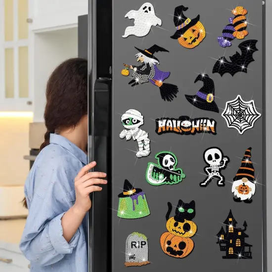 20 Pcs Halloween Diamond Painting Refrigerator Magnets {2}