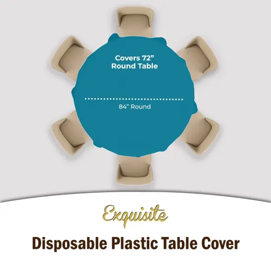 Exquisite Disposable Round Plastic Tablecloths &ndash; 12 Pack 84" Disposable Table Cloths &ndash; Indoor/Outdoor Party Tablecloth &ndash; Round Plastic Table Cover for Events & Party Supplies Turquoise {6}