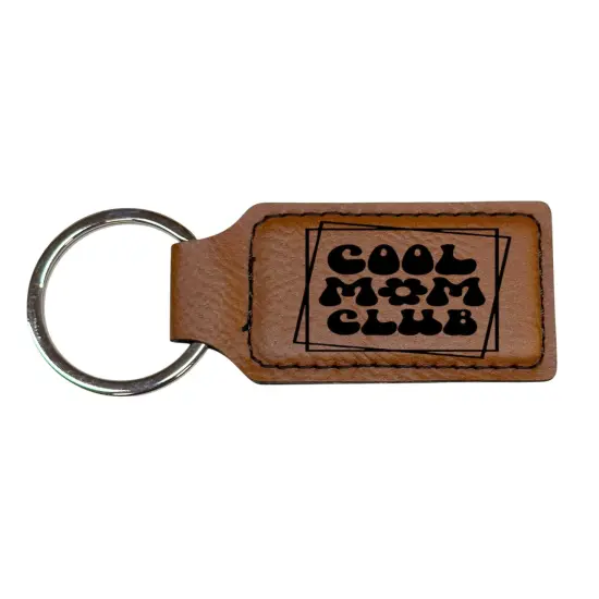 Keychain - Rectangle - Cool Mom Club - Leather Pink/Black {4}
