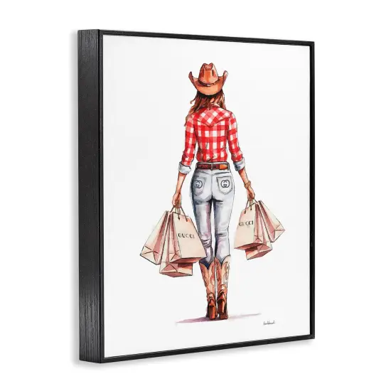 Stupell Industries Country Cowgirl Shopping Framed Giclee Wall Art Design by Amanda Greenwood {3}