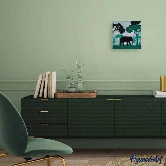 Figured'Art Mini Paint by Numbers Kit for Adults with Frame Elephant in the Forest Small format 8"x8" - Craft Art Painting DIY Canvas Already Stretched on a Wooden Frame {2}