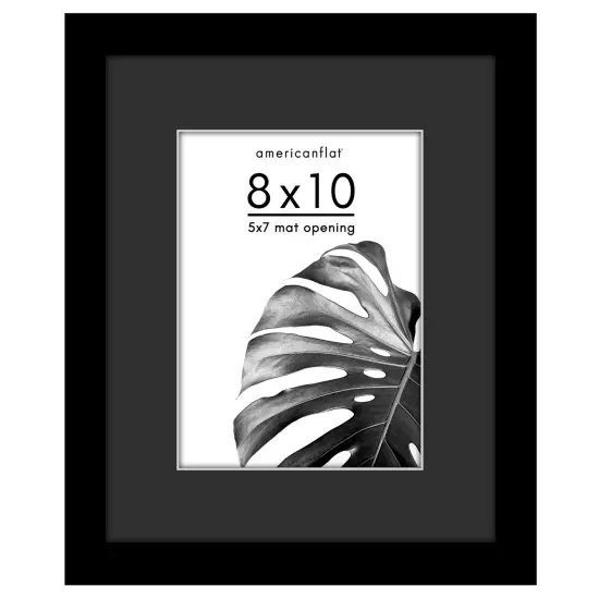 Americanflat Black Picture Frame with Shatter-Resistant Glass - Classic Molding with Black Mat and White Trim {7}