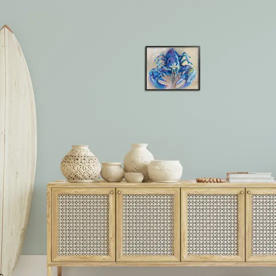 Stupell Industries Blue Lobster Impression Framed Giclee Wall Art Design by Jeanette Vertentes {2}