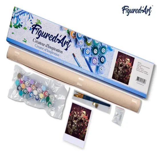 Figured'Art Paint by Numbers for Adults with Frame Vase of Peonies 16"x20" - Craft Art Painting DIY Kit Canvas Already Stretched on a Wooden Frame {5}