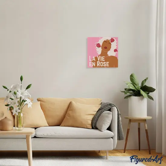 Figured'Art Mini Paint by Numbers Kit for Adults with Frame La Vie en Rose Small format 8"x8" - Craft Art Painting DIY Canvas Already Stretched on a Wooden Frame {2}