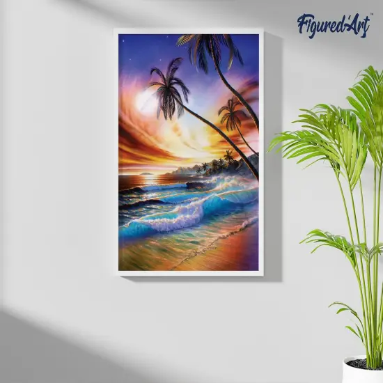 Figured'Art Paint by Numbers Kit for Adults Storm on the beach 16"x20" - Craft Art Painting DIY Kit Rolled Canvas without frame {4}