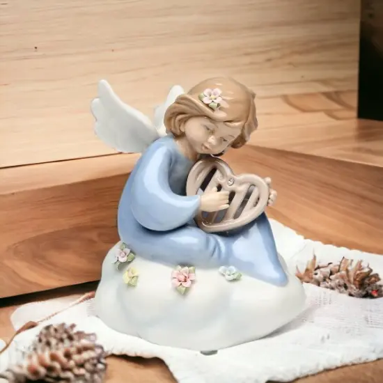 Ceramic Angel Playing Harp on Cloud Music Box, Home D&eacute;cor, Religious D&eacute;cor, Religious Gift, Church D&eacute;cor, Baptism Gift {2}