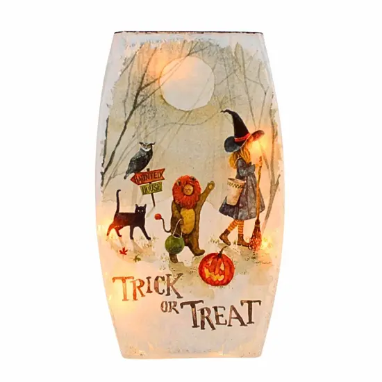 Stony Creek 8.0 Inch Trick Or Treat Pre-Lit Med Vase Halloween Lighted Glass Accent , Halloween Decor Halloween Pre-Lit Vase Scarecrow {5}