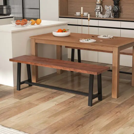 Costway 1/2 PCS 60" Dining Bench 3 Person Entryway Shoe Bench with Metal Frame for Hallway {4}