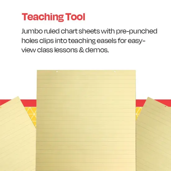School Smart Manila Tag Ruled Chart Paper, Jumbo Size, 36 x 24 Inches, 36 Sheets {6}