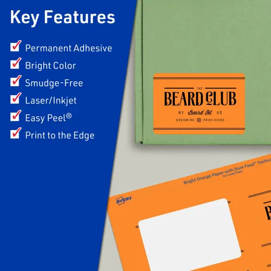 Avery Bright Orange Paper Labels, 1.5" x 3.75" Rectangle {2}