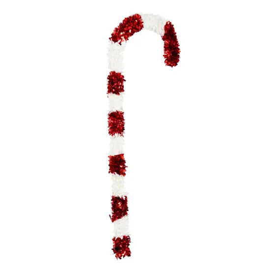 Bright Creations 2 Pack Giant Christmas Candy Cane Decorations, Outdoor Red and White Tinsel Decor for Xmas Holiday, Festive Giant Candy Cane for Christmas Celebration (50 In) {3}