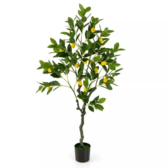 Artificial Lemon Tree 4 FT Tall Fake Plant Office Decor w/Lemon Fruits {1}