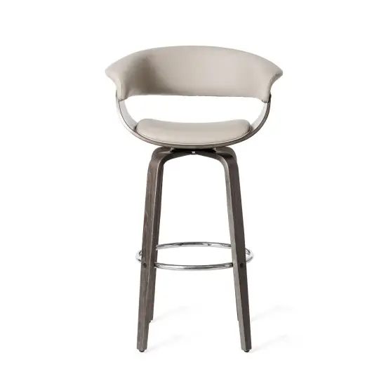 Set of 2/4 Mid-century Modern Leatherette Swivel Bar Stools/Counter Stools with Walnut Bentwood Frame {5}