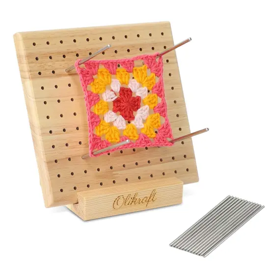 Crochet Blocking Board with Pegs 15 Pins - Granny Square Blocking Board, Blocking Boards for Crochet Projects, Crochet Accessories and Gadgets, Crochet Supplies, Crochet Tools (5 inches) {1}