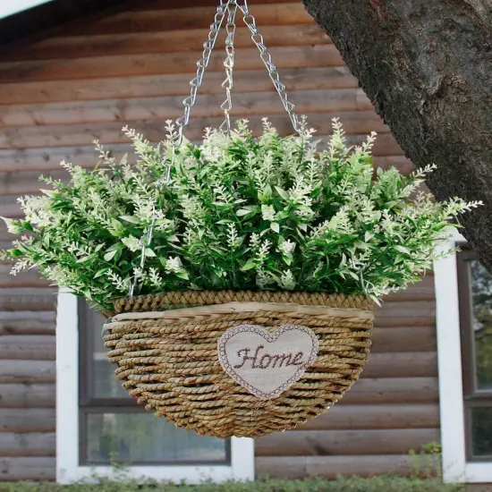 Artificial Plants Lavender, 8 Bundles Outdoor UV Resistant Greenery Fake Shrubs Simulation Plants Indoor Outside Hanging Planter Home Garden Decor (White) {5}