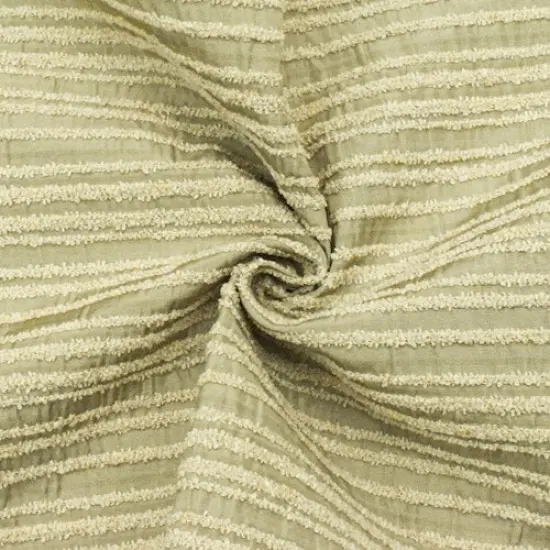 Cream Beige Boucle/Taffeta Striped Home Decorating Fabric By the Yard {1}