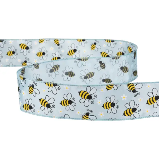 Northlight Bumblebee Design Wired Spring Craft Ribbon - 2.5" x 10 Yards - Blue {5}