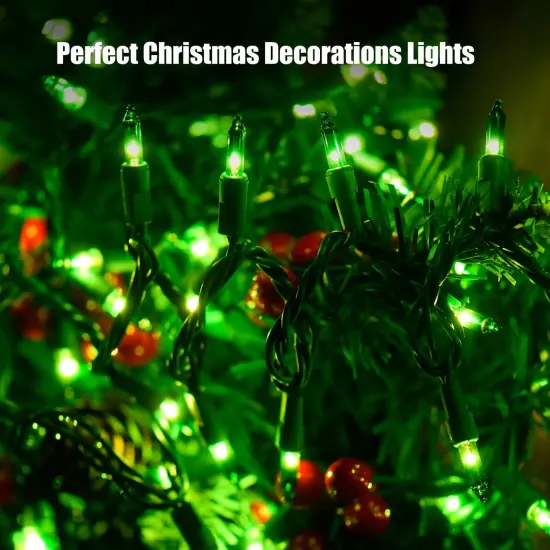 Dirnun Green Christmas Lights St Patricks Day Decorations 100 Count Incandescent Light UL Certified Connectable Christmas Tree Lights for Indoor Outdoor Xmas, Wedding, Party, Home Decorations {2}