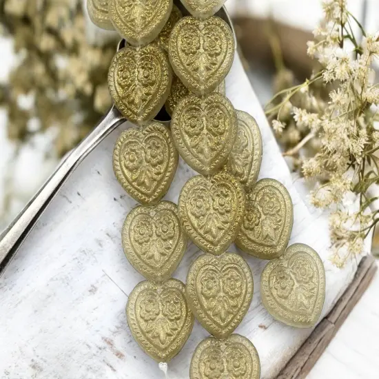 *6* 17mm Crystal Smokey Sable Luster Floral Heart Beads {2}