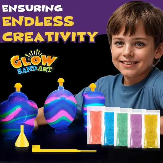 Create Your Own Magic Sand Art Glitter Activity | Glow in the Dark Colored Custom Sand Kits for Kids {3}