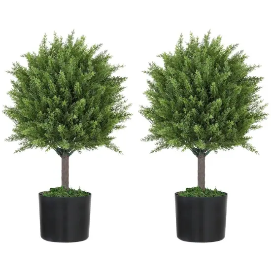 Set of 2 Artificial Cedar Trees Lifelike Greenery {1}