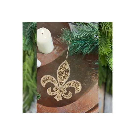 7" Jeweled Glitter Fleur De Lis Ornament {3}