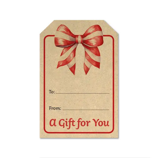 Great Papers! Holiday Sticker Roll, Kraft Bow Gift Tag, 2" x 3", 250 per roll {1}
