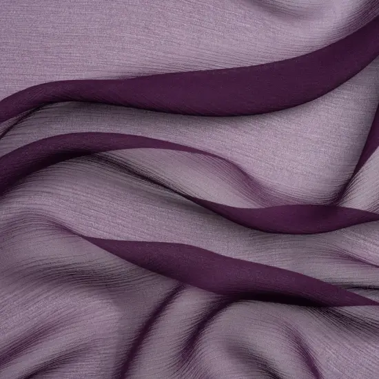 1 Yard Blackberry Crinkled Silk Chiffon Premium Collection 43 inch Width {1}
