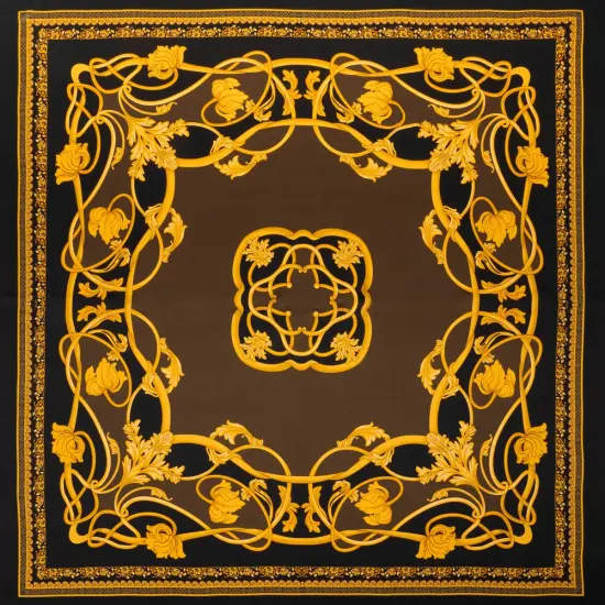 1 Panel Luxurious Silk Charmeuse with Black and Brown Floral Print 53" Wide for Evening Gowns {1}