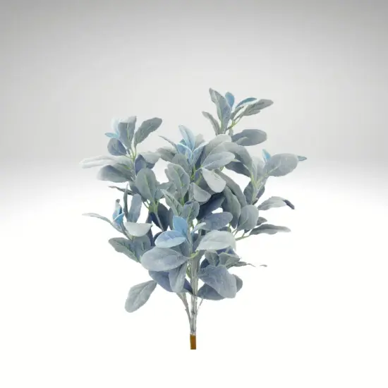 22" Artificial Blue Lamb&rsquo;s Ear Bush &ndash; Soft Frosted Faux Greenery Stem {3}