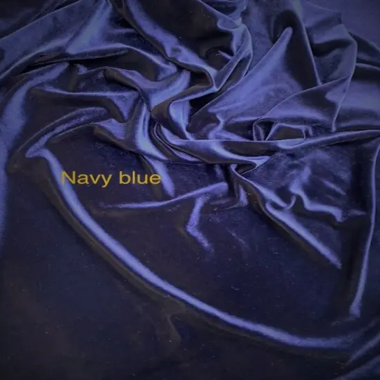 1 Yard Deep Navy Blue Stretch Velvet Fabric with Soft Finish and Elegant Drape 58/60 Inch Width {1}