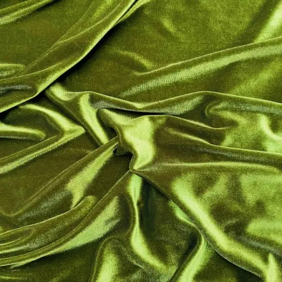 1 Yard Olive Green Stretch Velvet Fabric with Soft Finish and Elegant Draping for Fashion and D&eacute;cor 58/60 Inch Wide {1}