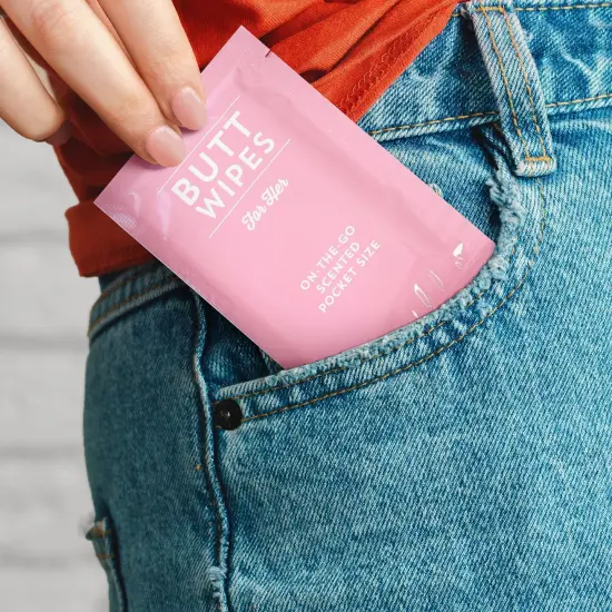100 Pack Wet Travel Butt Wipes, Adult Flushable Wipes, Individually Wrapped for Adults (Aloe Vera Scented), Pink White {3}