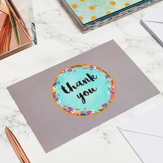 Blank Thank You Cards and Envelopes, Cute Watercolor Greeting Cards (4 x 6 In, 48 Pack) Multicolor {4}