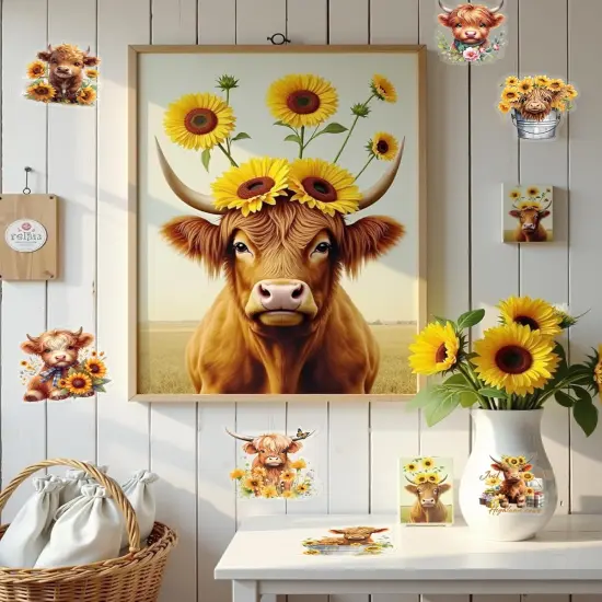24pcs Highland Cow Rub on Transfers for Crafts {3}