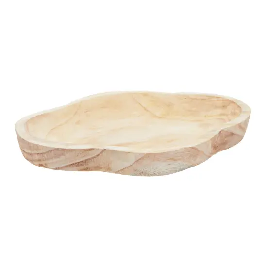 16 In Handmade Wooden Dough Bowls for Decor, Paulownia Wood Cross Shaped Dough Bowl Brown {6}