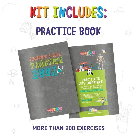 merka Periodic Table For Kids Table Periodic Table Gifts Learning and Educational Toys Chemistry And Science Education Set With 4 Posters 118 Flashcards And Practice Book with Exercises And Puzzles Multicolor {6}